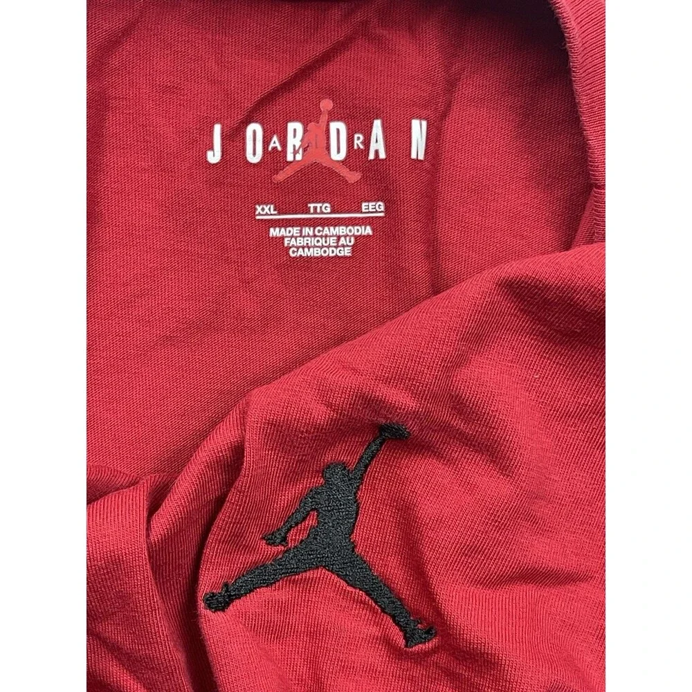 Jordan Jumpman Mens 2XL Black Embroidered Jumpman Logo Red Short Sleeve T-shirt